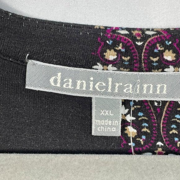 NWT Daniel Rainn Petoka Split-Neck Knit Peasant Blouse Pleated Crochet Black XXL - Picture 4 of 15